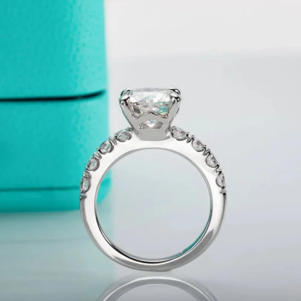 Certified 4.3 ct. t.w. Moissanite Diamond 4 Prone Solitaire Engagement R…